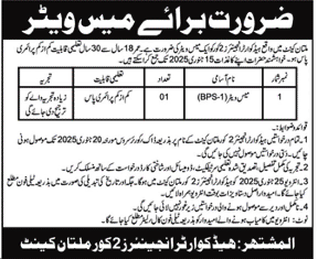 Core Multan Cantt Headquarter Engineers Position 2025