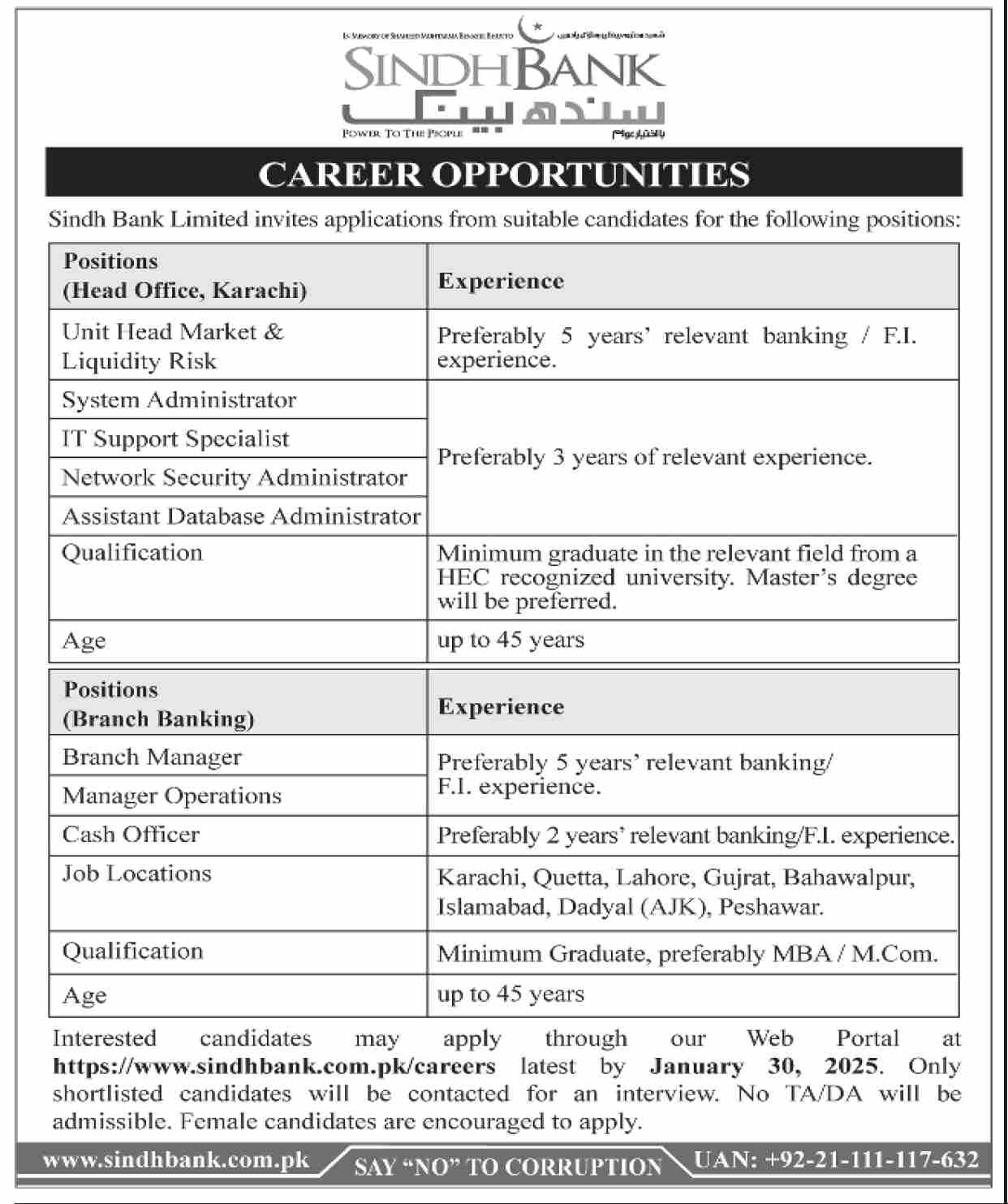 Jobs at Sindh Bank for System Administrators in 2025