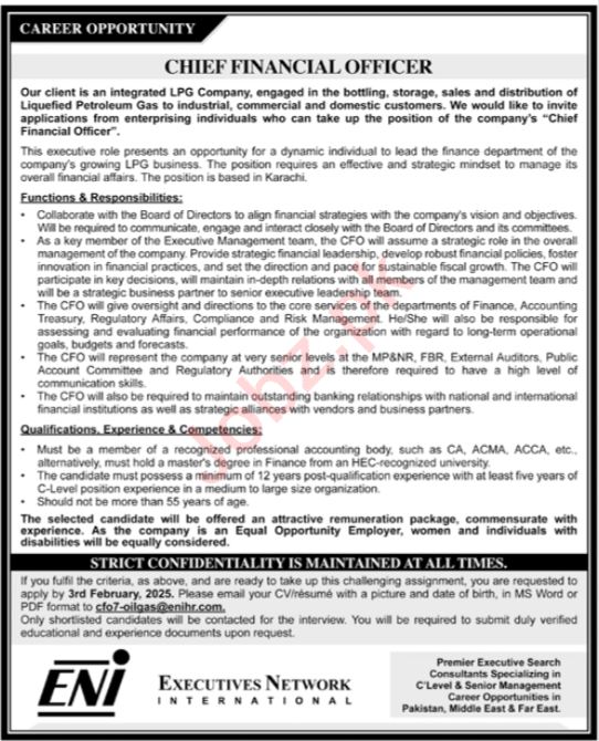 Current Jobs at Executive Network International ENI Karachi 2025