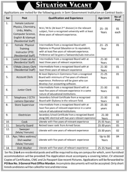 Jobs in Semi-Governmental Organizations in Mardan 2025