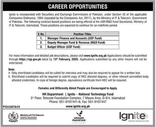 Jobs at the Ignite National Technology Fund in Islamabad