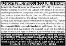 A Position Is Open at SLS Montessori School College