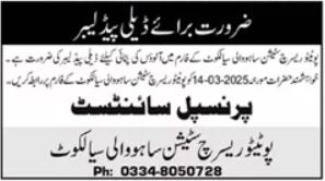 Jobs at Sahowali SialKot Potato Research Station 2025