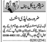 Classified Advertisements for Medical Staff on Dunya Sunday, March 2, 2025